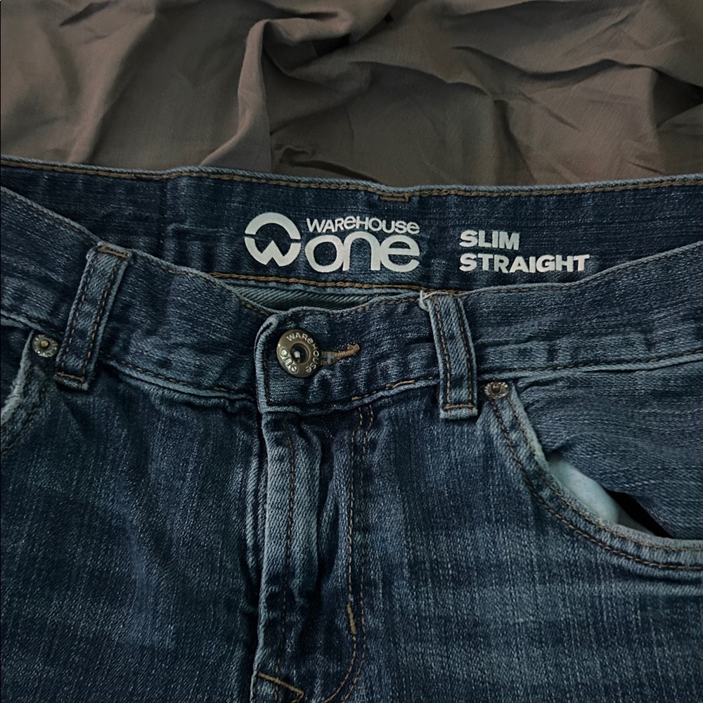 Warehouse Slim Straight Men's Jeans - Deep Blue